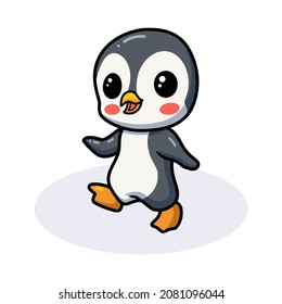 Cute little penguin cartoon walking