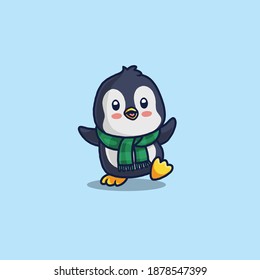 Cute little penguin in christmas.