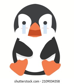 Cute little penguin crying vector illustration
