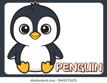 Cute little  penguin  happy smile cartoon illustration.