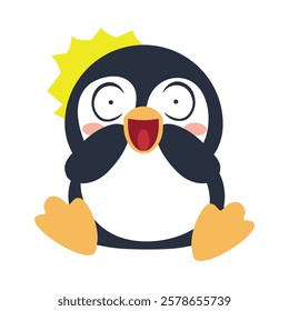 Cute little penguin looks shocked