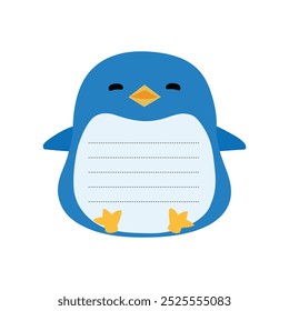 Cute little penguin notepad pattern. Note book vector illustration. Note book  design.