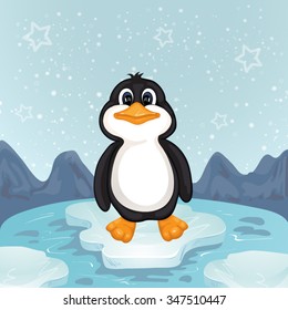 A cute little penguin on a bit of ice