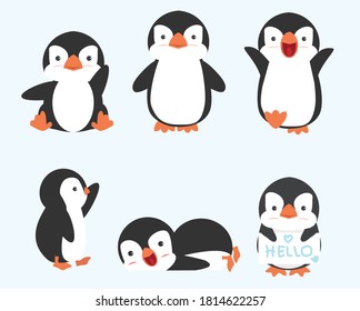 Colección vectorial de pequeños pingüinos