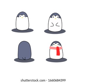 Cute little penguin with red scarf