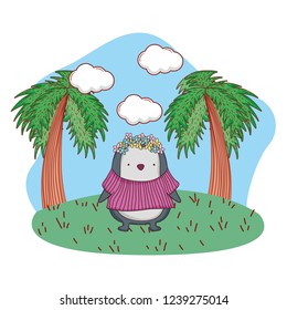 cute little penguin with shirt in the camp