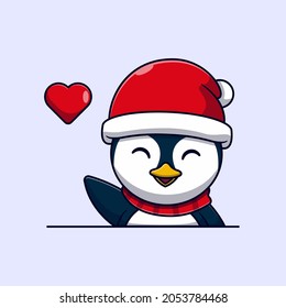 cute little penguin vector illustration design waving