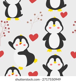 Niedliche kleine Pinguine nahtloses Muster
