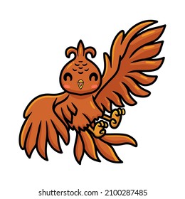 Cute Little Phoenix Cartoon Flying