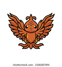 Cute Little Phoenix Cartoon Flying