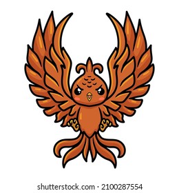 Cute Little Phoenix Cartoon Flying