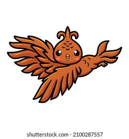 Cute Little Phoenix Cartoon Flying