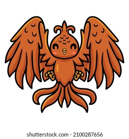 Cute Little Phoenix Cartoon Flying