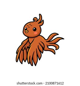 Cute Little Phoenix Cartoon Flying