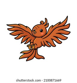 Cute Little Phoenix Cartoon Flying