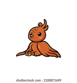 Cute Little Phoenix Cartoon Sitting