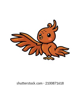 Cute Little Phoenix Cartoon Waving Hand