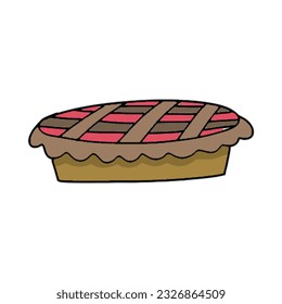 Cute little pie illustration. Cozy autumn element