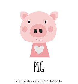 Cute Little Pig Animal Icon. Vector Illustration EPS10