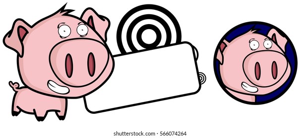 cute Little pig big head expression copyspace in vector format very easy to edit 