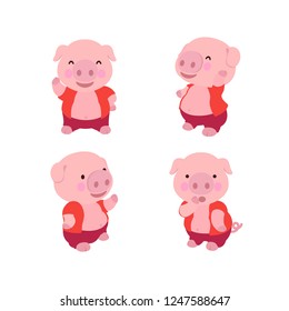 The Cute Little Pig collection. Chinese New Year. Year of the Pig vector design. flat illustration 