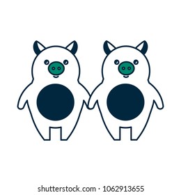 cute little pig couple