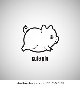 Cute little pig icon, New year 2019, chinese horoscope symbol, vector illustration