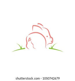 cute little Pig, pork tail logo illustrations