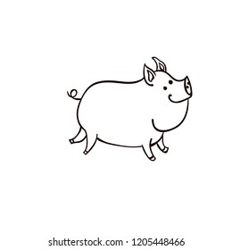 Cute little pig. Symbol of the year 2019.