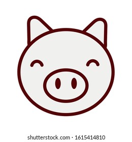 cute little piggy animal character vector illustration design