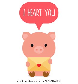 Cute Little Piggy I Heart You