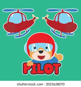 Cute little pilot vector illustration with cartoon style. Creative vector childish background for fabric, textile, nursery wallpaper, poster, card, brochure. and other decoration.