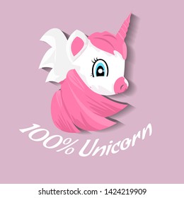Cute little pink magical unicorn. Cartoon style unicorn for your t-shirt design. Vector illustration.