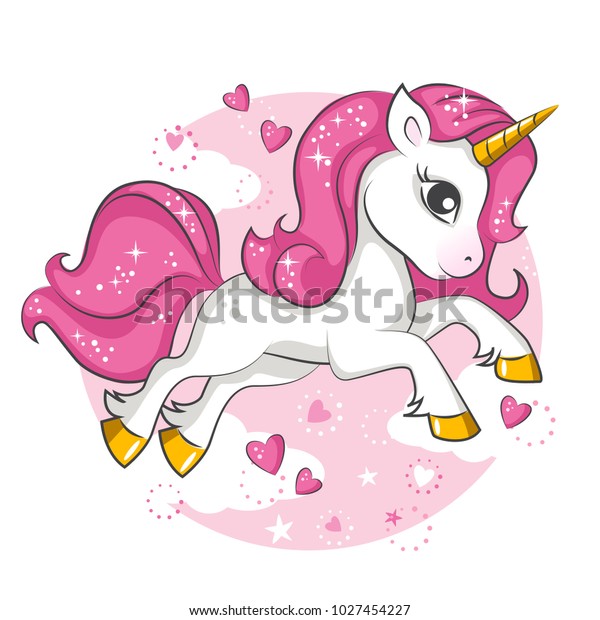 Cute Little Pink Magical Unicorn Vector Stock Vector Royalty Free