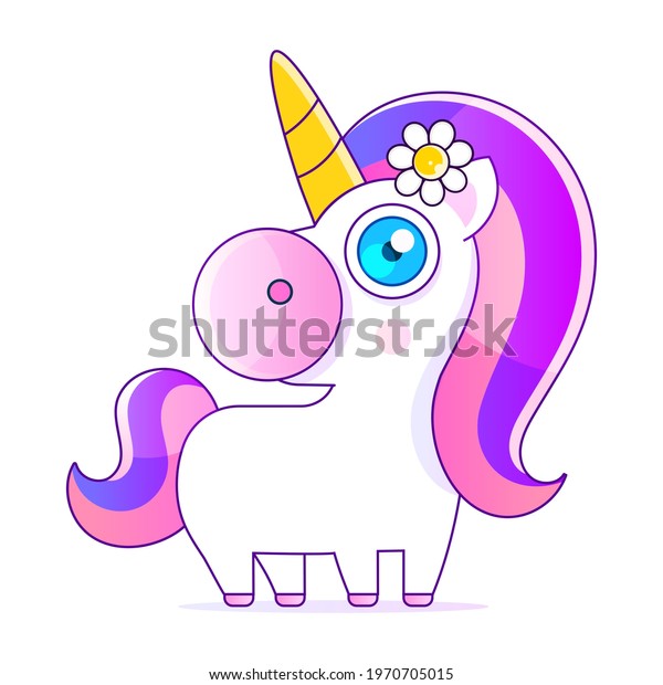 Cute Little Pink Magical Unicorn Vector Stock Vector (Royalty Free ...