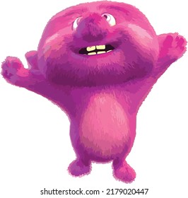 Cute Little Pink Monster 3d Character Stock Vector (Royalty Free ...