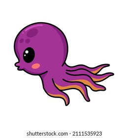 Cute Little Pink Octopus Cartoon