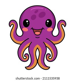 Cute Little Pink Octopus Cartoon
