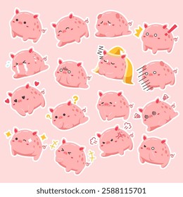 Cute Little Pink Piglet Stickers