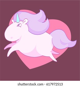 Cute little pink unicorn. Vector Illustration.