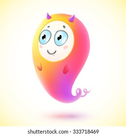 Cute little pink vector monster character