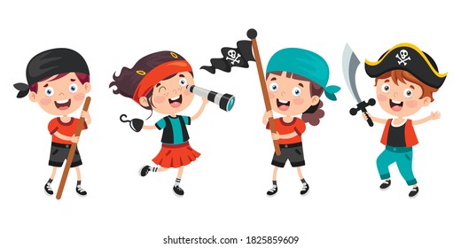 Cute Little Pirate Children Posing