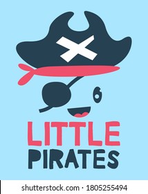 Cute little pirate typography design vector