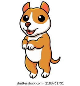 Cute Little Pitbull Cartoon Posing