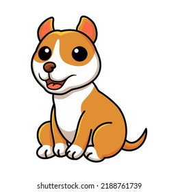 Cute Little Pitbull Cartoon Sitting