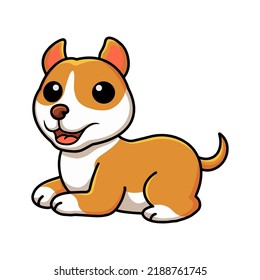 Cute Little Pitbull Cartoon Sitting