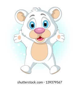 cute little Polar bear cartoon waving