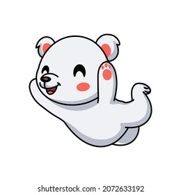 Cute little polar bear cartoon jumping