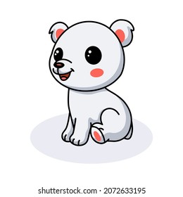 Cute little polar bear cartoon sitting