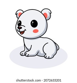 Cute little polar bear cartoon sitting